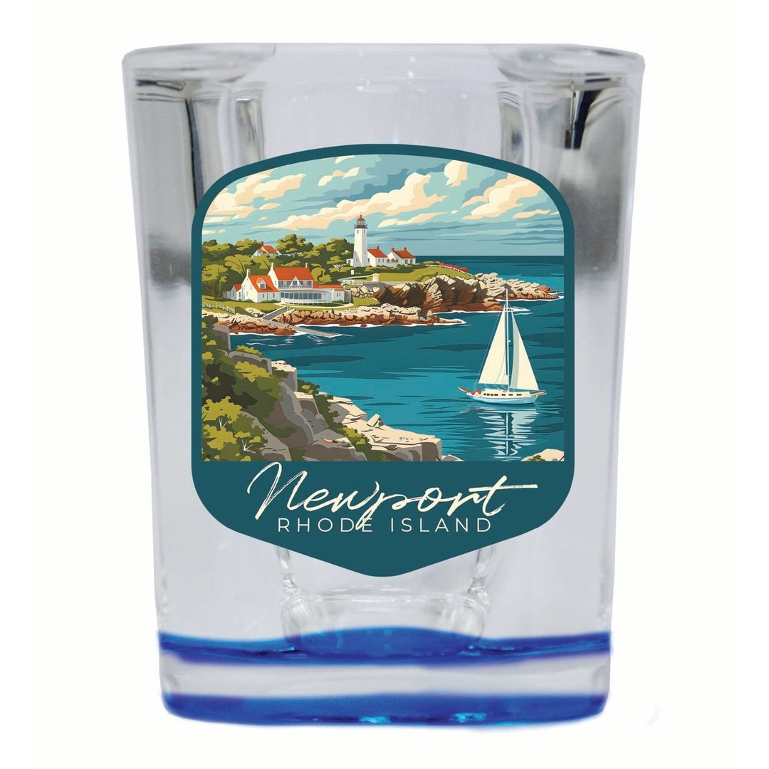 Newport Rhode Island Lighthouse on the Coast Design Souvenir 2 Ounce Shot Glass Square Image 1