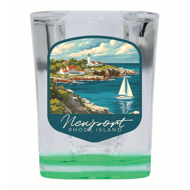 Newport Rhode Island Lighthouse on the Coast Design Souvenir 2 Ounce Shot Glass Square Image 4