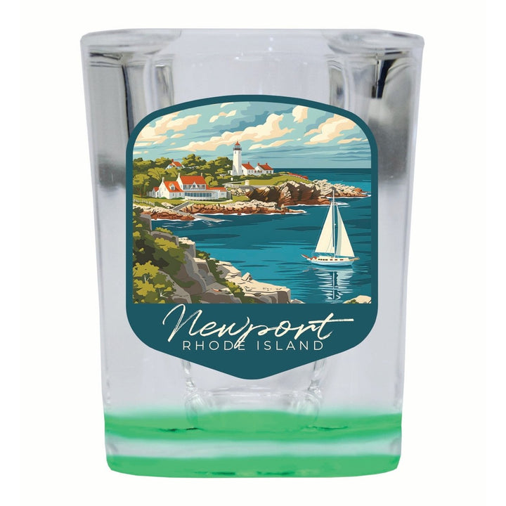 Newport Rhode Island Lighthouse on the Coast Design Souvenir 2 Ounce Shot Glass Square Image 1