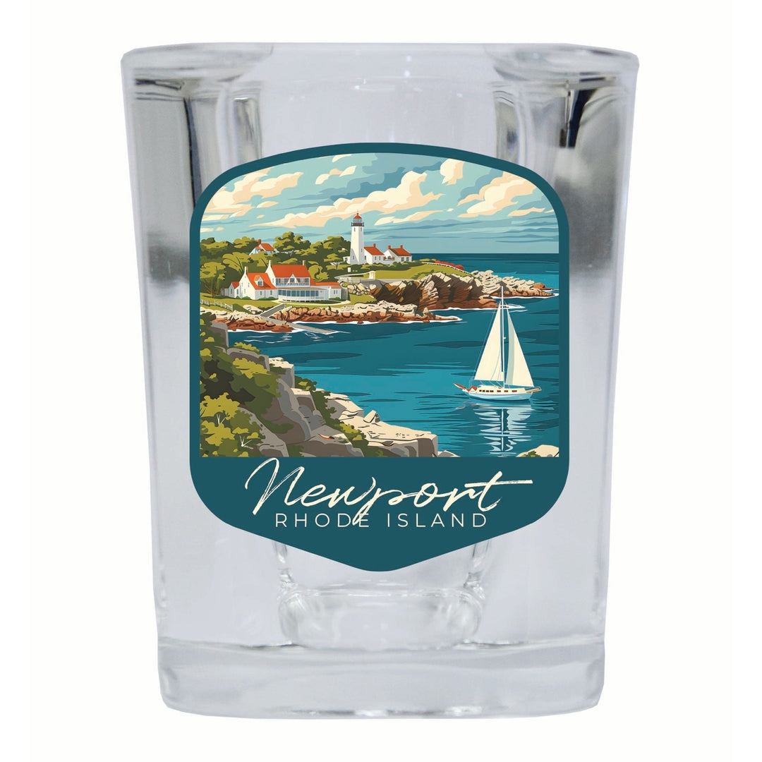 Newport Rhode Island Lighthouse on the Coast Design Souvenir 2 Ounce Shot Glass Square Image 4