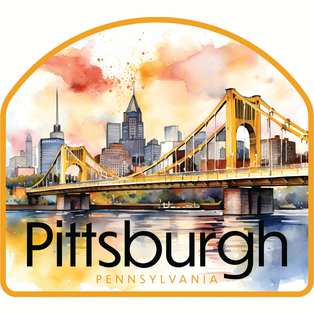 Pittsburgh Pennsylvania Yellow Bridge Design Souvenir Vinyl Decal Sticker Image 1