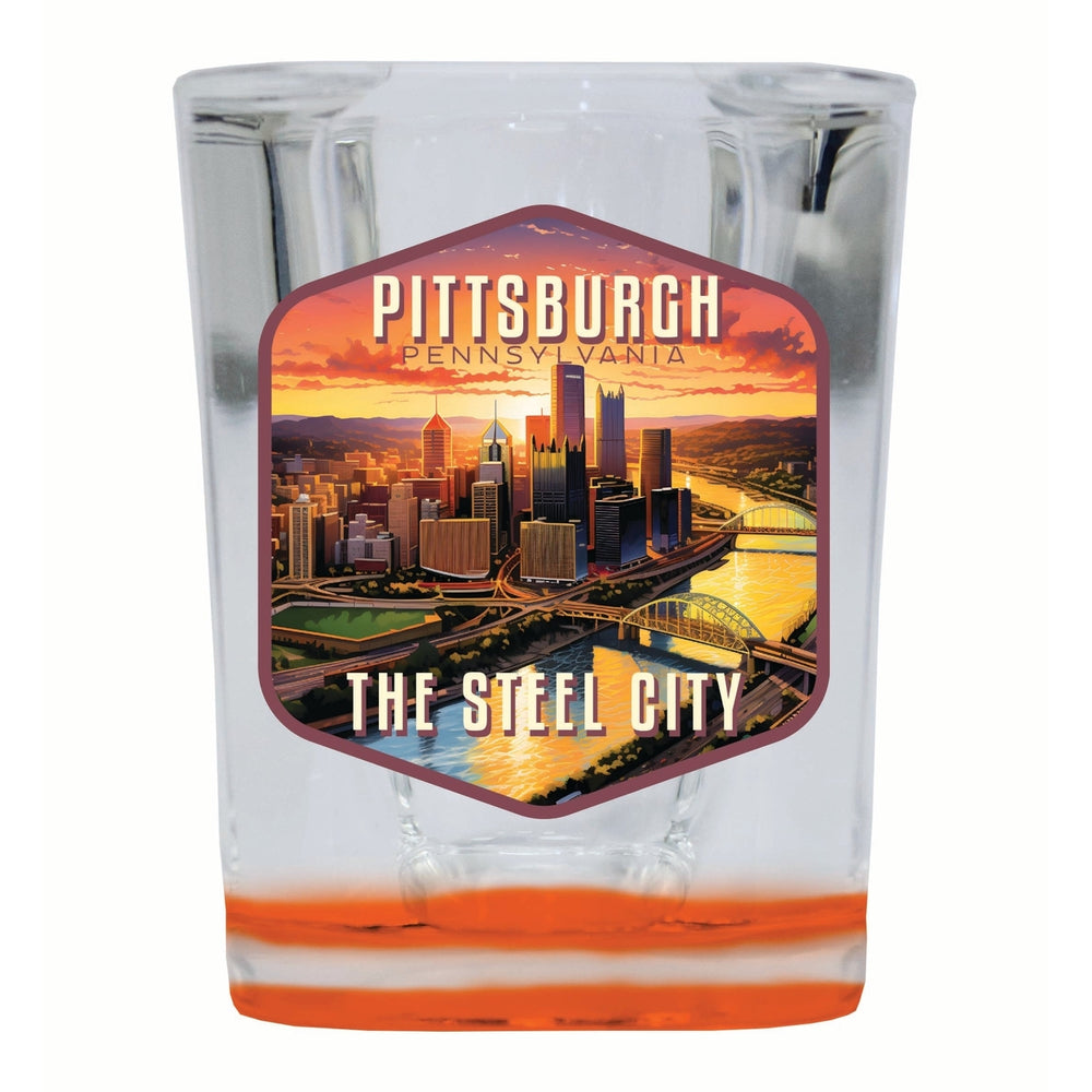 Pittsburgh Pennsylvania The Steel City Design Souvenir 2 Ounce Shot Glass Square Image 2