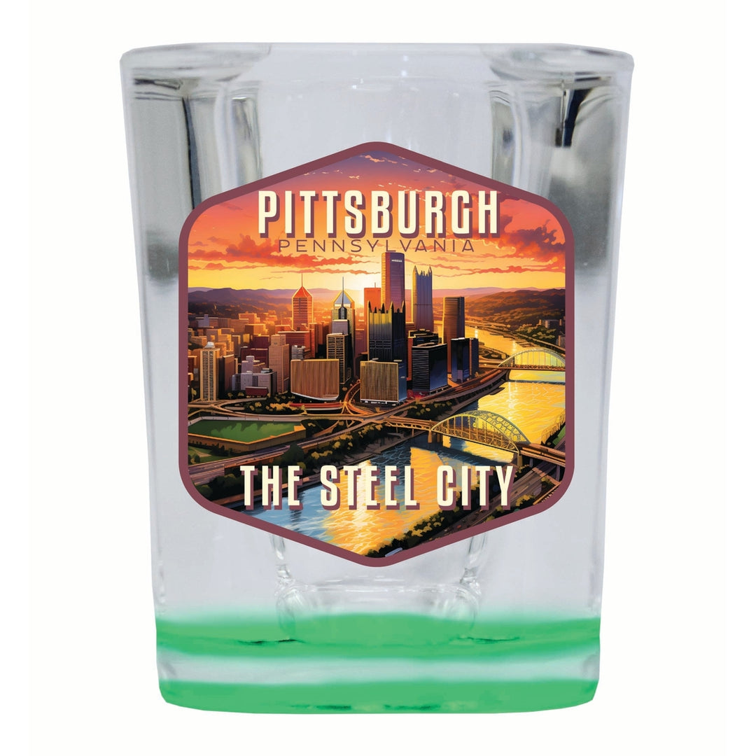 Pittsburgh Pennsylvania The Steel City Design Souvenir 2 Ounce Shot Glass Square Image 3