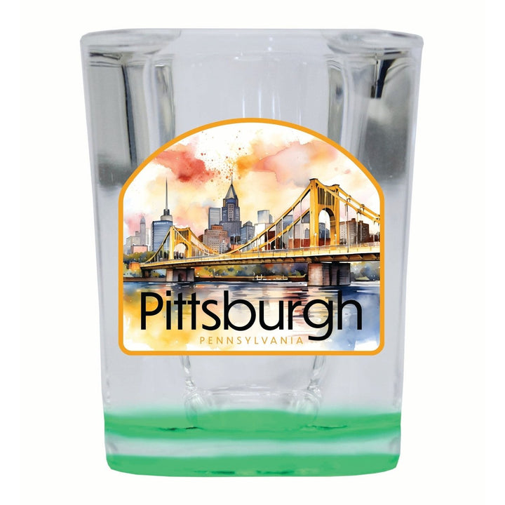 Pittsburgh Pennsylvania Yellow Bridge Design Souvenir 2 Ounce Shot Glass Square Image 4