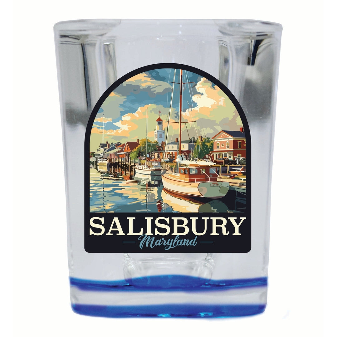 Salisbury Maryland Port of Salisbury Marina Design Souvenir 2 Ounce Shot Glass Square Image 2