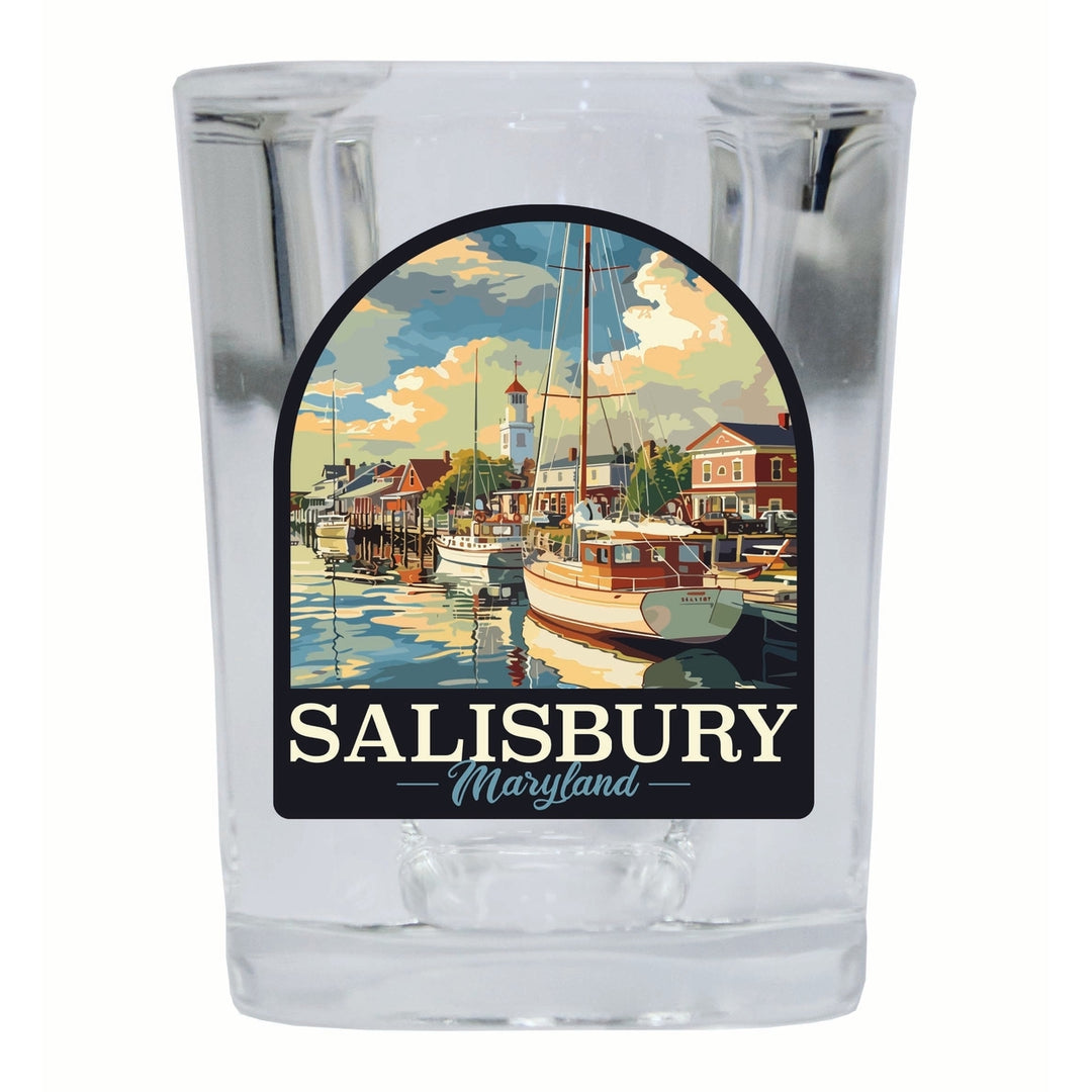 Salisbury Maryland Port of Salisbury Marina Design Souvenir 2 Ounce Shot Glass Square Image 3