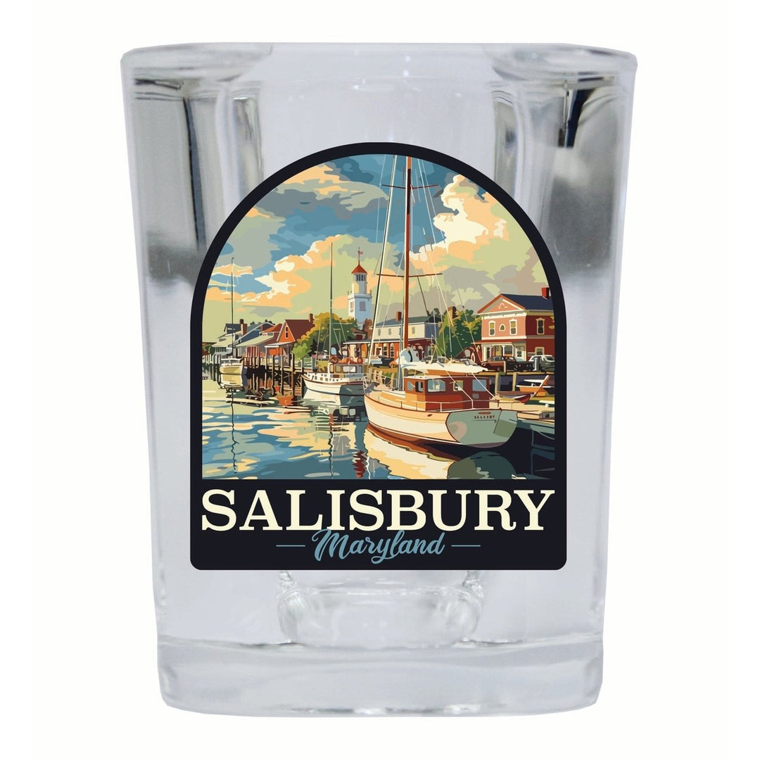 Salisbury Maryland Port of Salisbury Marina Design Souvenir 2 Ounce Shot Glass Square Image 1