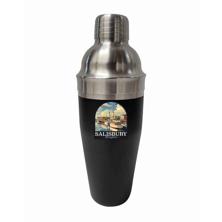 Salisbury Maryland Port of Salisbury Marina Design Souvenir 24 oz Stainless Steel Cocktail Shaker Black Image 1