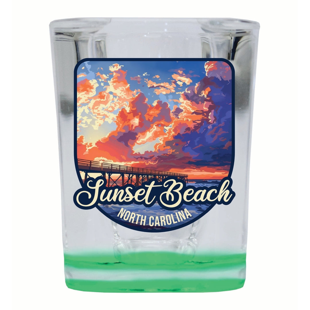 Sunset Beach North Carolina Sunset Pier Design Souvenir 2 Ounce Shot Glass Square Image 2