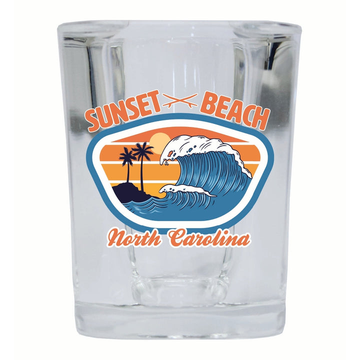 Sunset Beach North Carolina Surf Wave Design Souvenir 2 Ounce Shot Glass Square Image 1