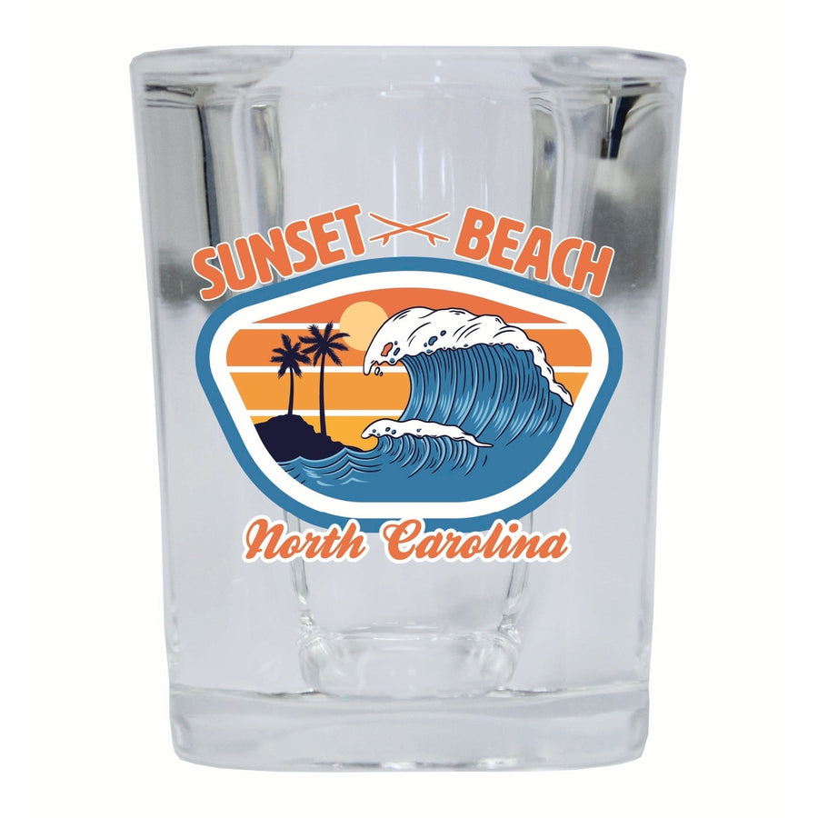 Sunset Beach North Carolina Surf Wave Design Souvenir 2 Ounce Shot Glass Square Image 1