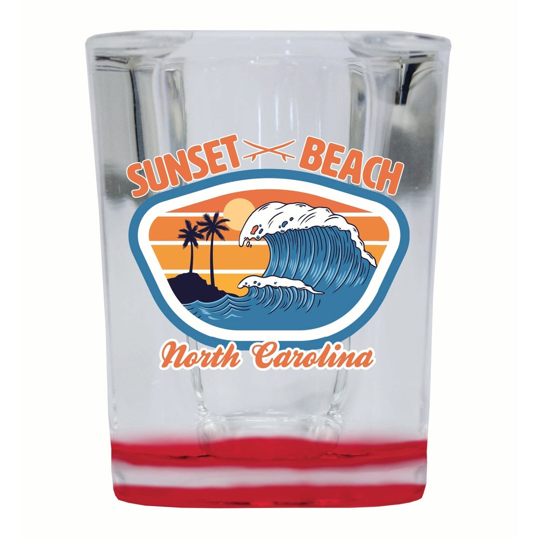 Sunset Beach North Carolina Surf Wave Design Souvenir 2 Ounce Shot Glass Square Image 3