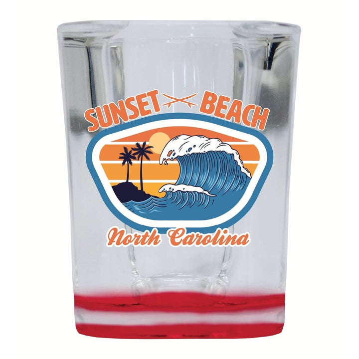 Sunset Beach North Carolina Surf Wave Design Souvenir 2 Ounce Shot Glass Square Image 1