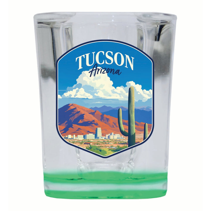 Tucson Arizona Desert Mountains Design Souvenir 2 Ounce Shot Glass Square Image 2