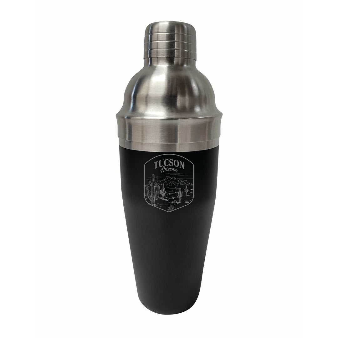 Tucson Arizona Souvenir 24 oz Engraved Stainless Steel Cocktail Shaker Image 1