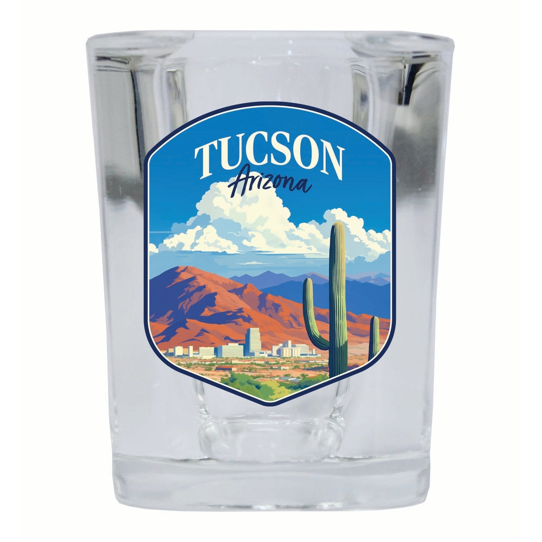 Tucson Arizona Desert Mountains Design Souvenir 2 Ounce Shot Glass Square Image 3