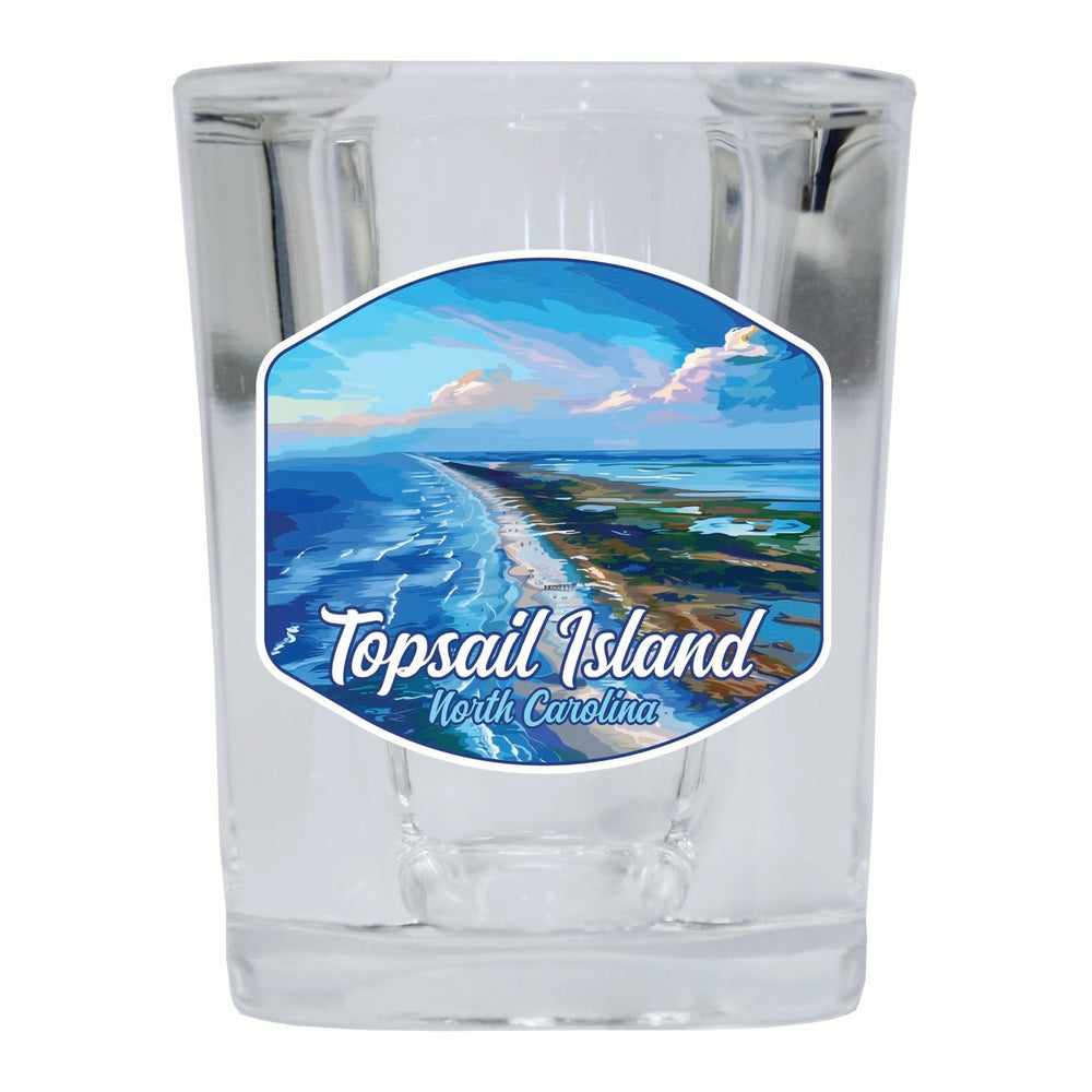 Topsail Island North Carolina Aerial View Design Souvenir 2 Ounce Shot Glass Square Image 2