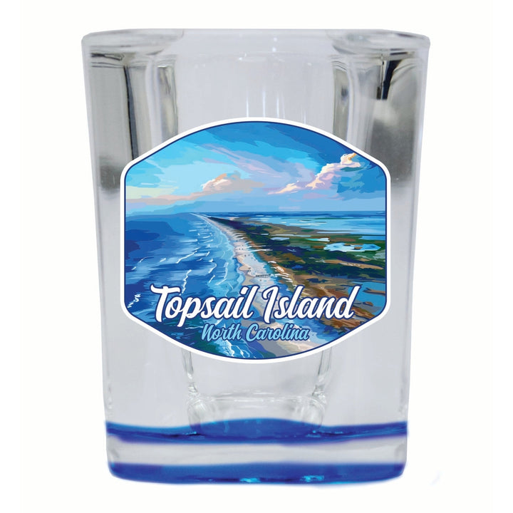 Topsail Island North Carolina Aerial View Design Souvenir 2 Ounce Shot Glass Square Image 3