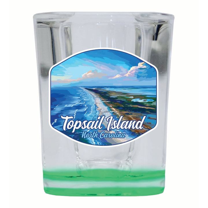 Topsail Island North Carolina Aerial View Design Souvenir 2 Ounce Shot Glass Square Image 4