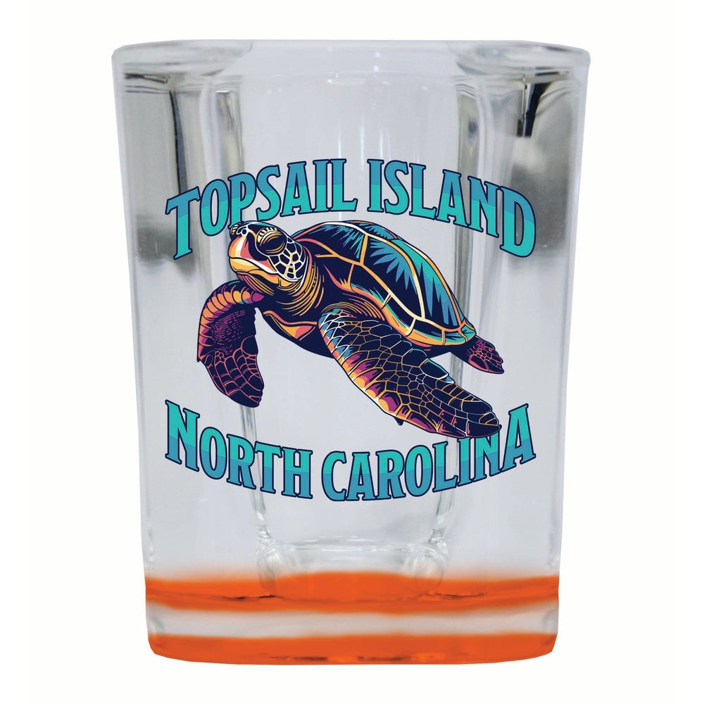 Topsail Island North Carolina Colorful Turtle Design Souvenir 2 Ounce Shot Glass Square Image 2