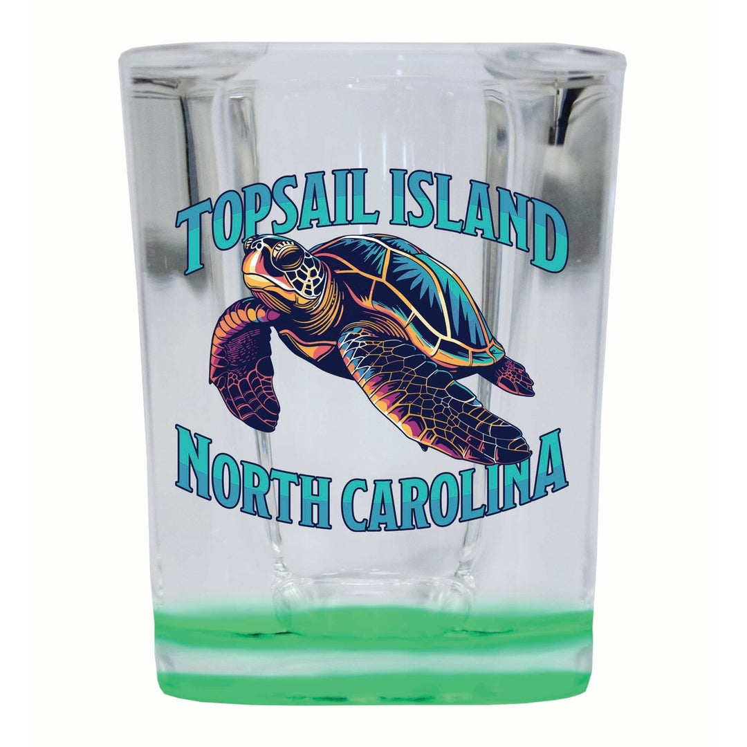 Topsail Island North Carolina Colorful Turtle Design Souvenir 2 Ounce Shot Glass Square Image 3