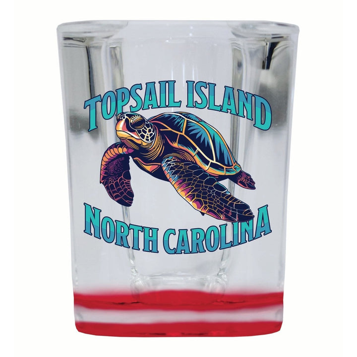 Topsail Island North Carolina Colorful Turtle Design Souvenir 2 Ounce Shot Glass Square Image 4