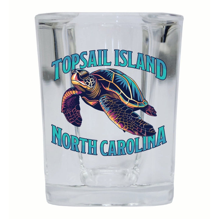 Topsail Island North Carolina Colorful Turtle Design Souvenir 2 Ounce Shot Glass Square Image 4