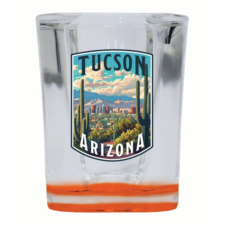 Tucson Arizona Cactus and Cityscape Design Souvenir 2 Ounce Shot Glass Square Image 4