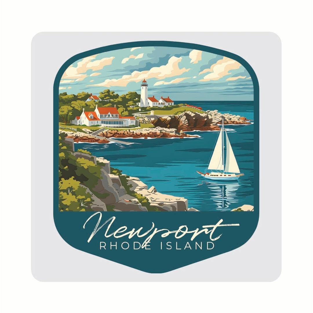 Newport Rhode Island Lighthouse on the Coast Design Souvenir 4x4-Inch Coaster Acrylic 4 Pack Image 1