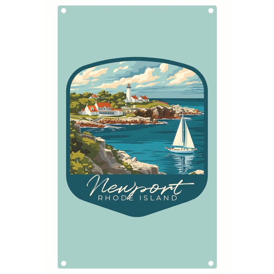 Newport Rhode Island Lighthouse on the Coast Design Souvenir Metal Sign 9 x 15 Image 1