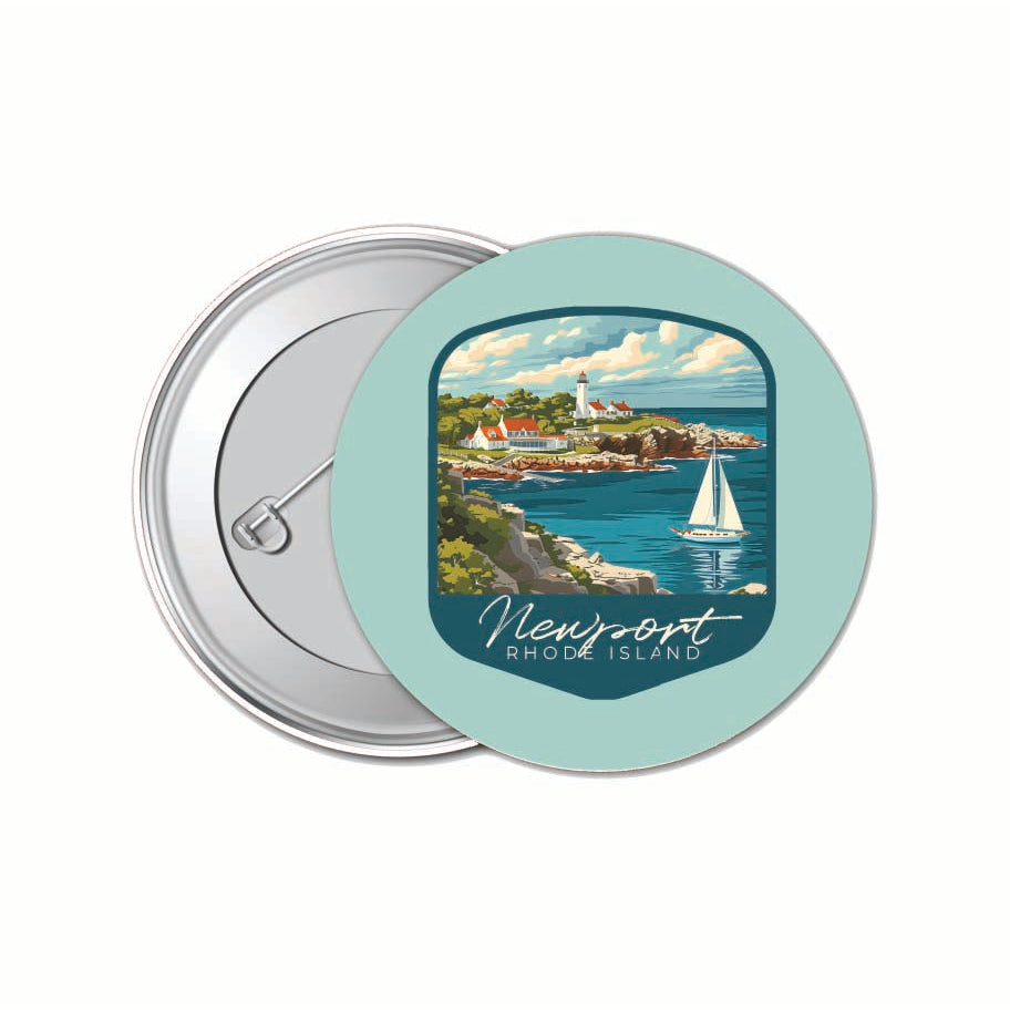 Newport Rhode Island Lighthouse on the Coast Design Souvenir Small 1-Inch Button Pin 4 Pack Image 1