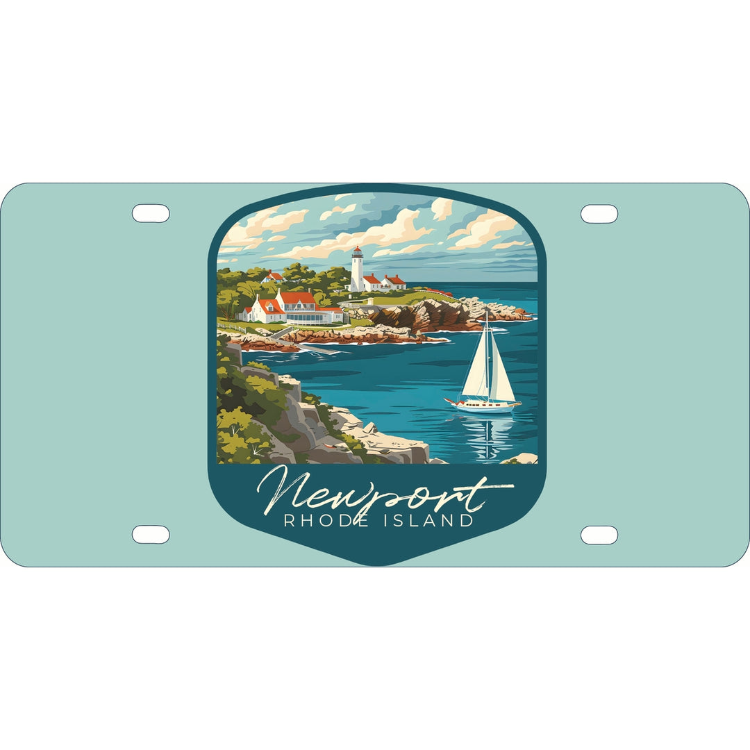 Newport Rhode Island Lighthouse on the Coast Design Souvenir Metal License Plate Image 1