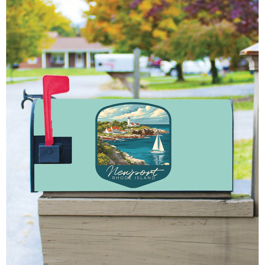 Newport Rhode Island Lighthouse on the Coast Design Souvenir Magnetic Mailbox Cover Image 1