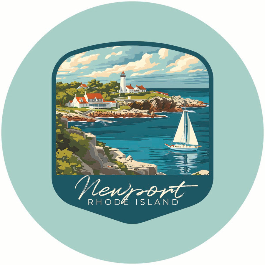 Newport Rhode Island Lighthouse on the Coast Design Souvenir Coaster Paper 4 Pack Image 1