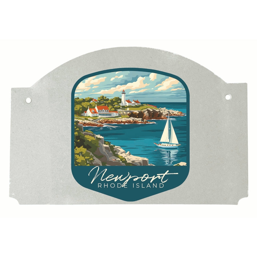 Newport Rhode Island Lighthouse on the Coast Design Souvenir Wood sign flat with string Image 1