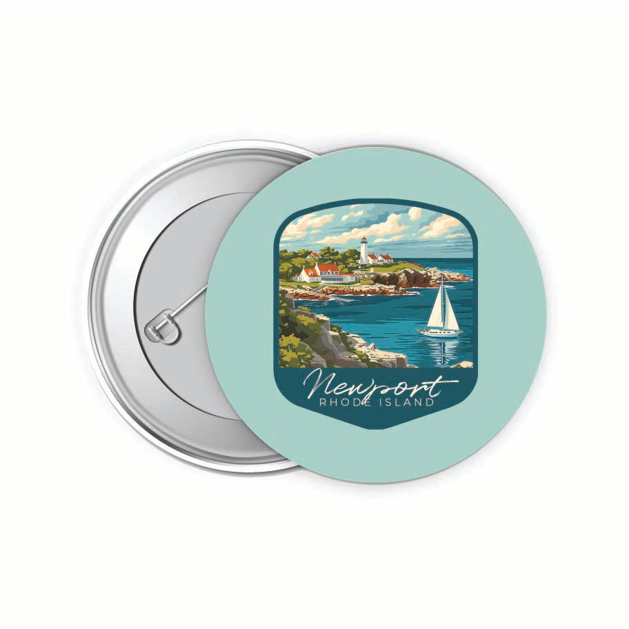 Newport Rhode Island Lighthouse on the Coast Design Souvenir Small 2-Inch Button Pin 4 Pack Image 1