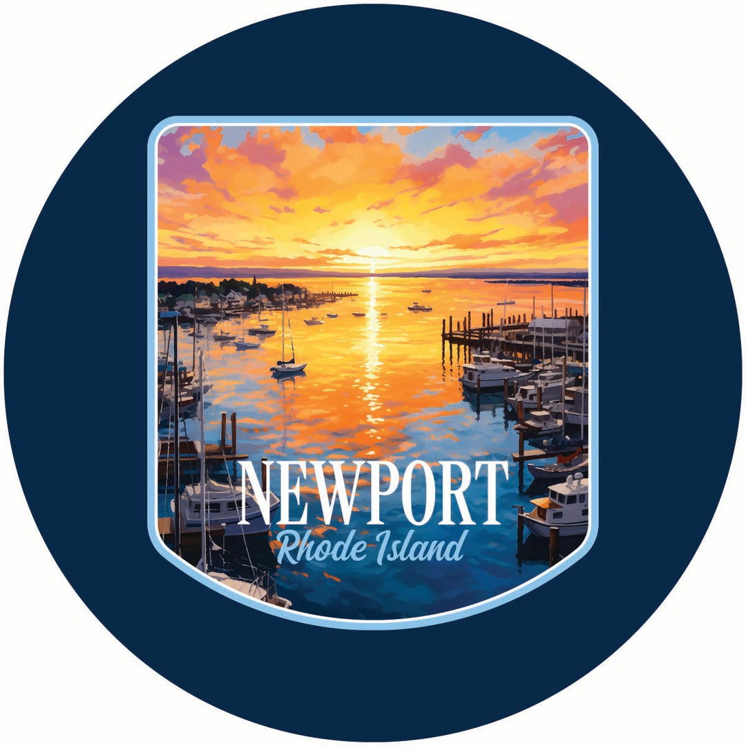 Newport Rhode Island Sunset over the Bay Design Souvenir Coaster Paper 4 Pack Image 1