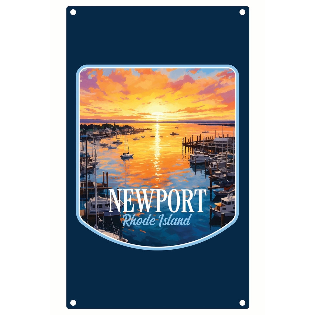 Newport Rhode Island Sunset over the Bay Design Souvenir Metal Sign 9 x 15 Image 1