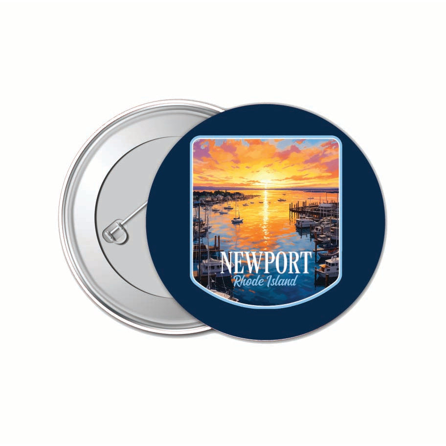 Newport Rhode Island Sunset over the Bay Design Souvenir Small 1-Inch Button Pin 4 Pack Image 1