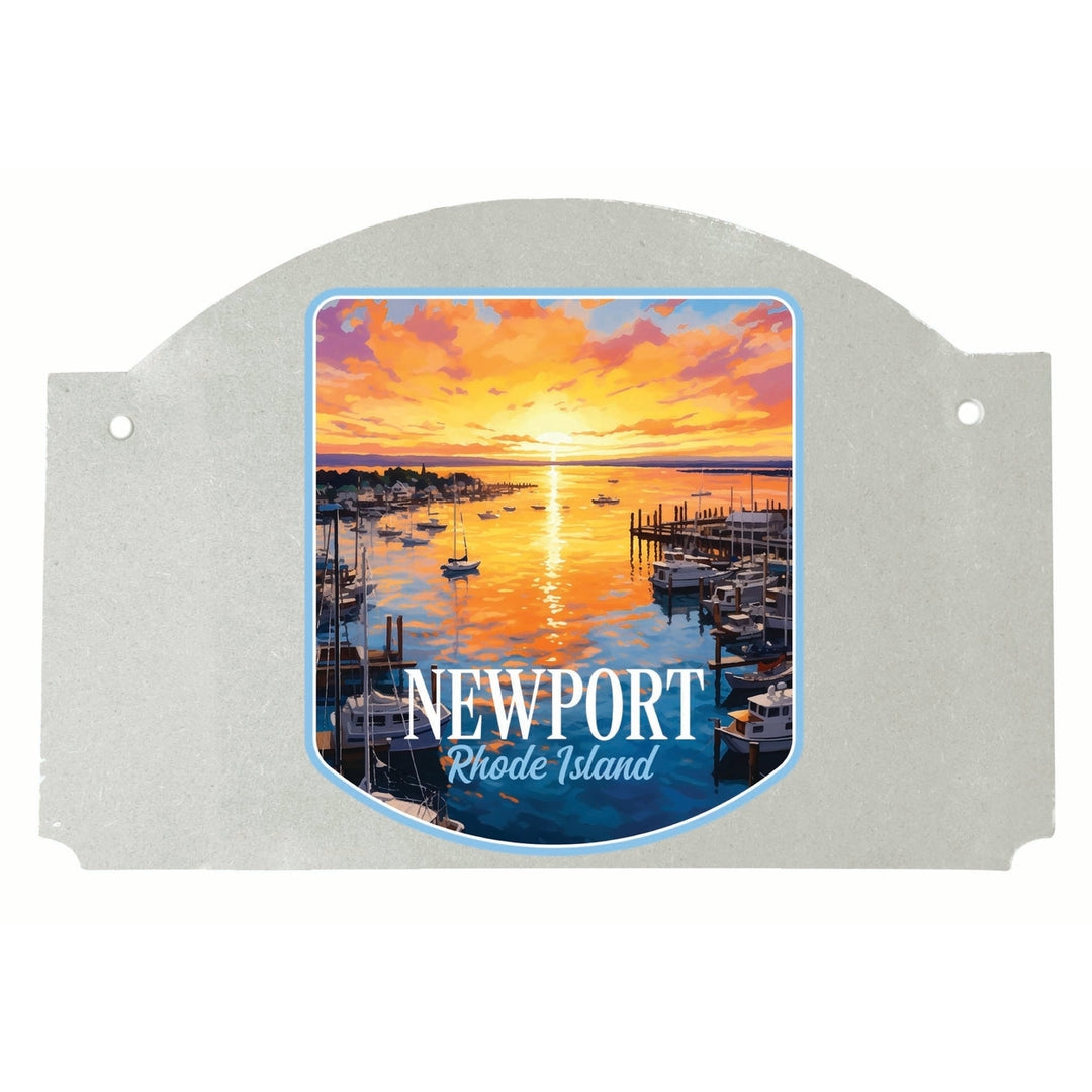 Newport Rhode Island Sunset over the Bay Design Souvenir Wood sign flat with string Image 1