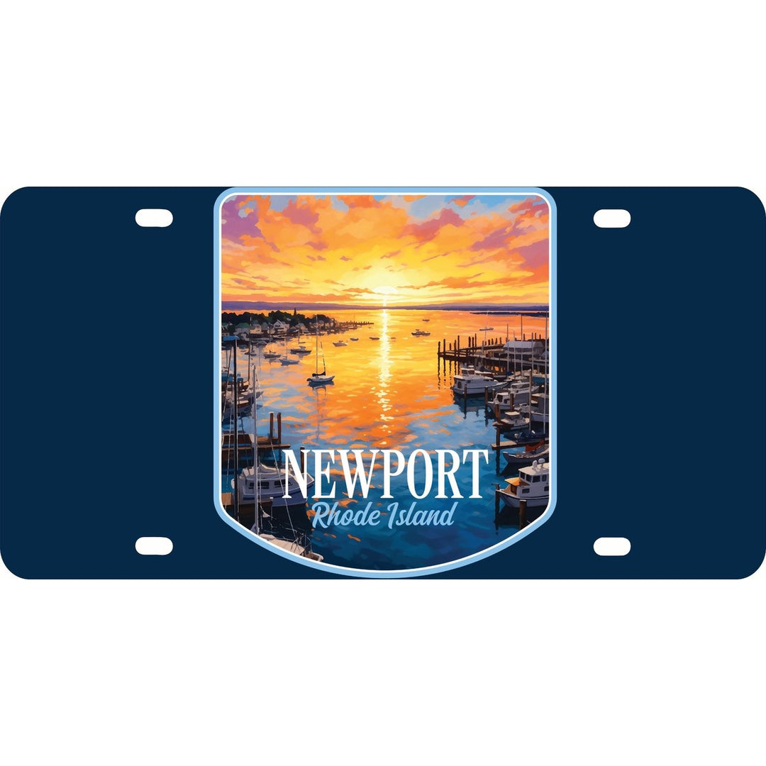 Newport Rhode Island Sunset over the Bay Design Souvenir Mini Metal License Plate 4.75 x 2.25 inch Image 1