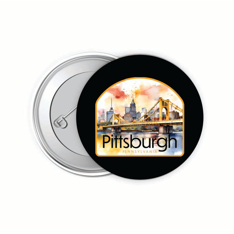 Pittsburgh Pennsylvania Yellow Bridge Design Souvenir Small 2-Inch Button Pin 4 Pack Image 1