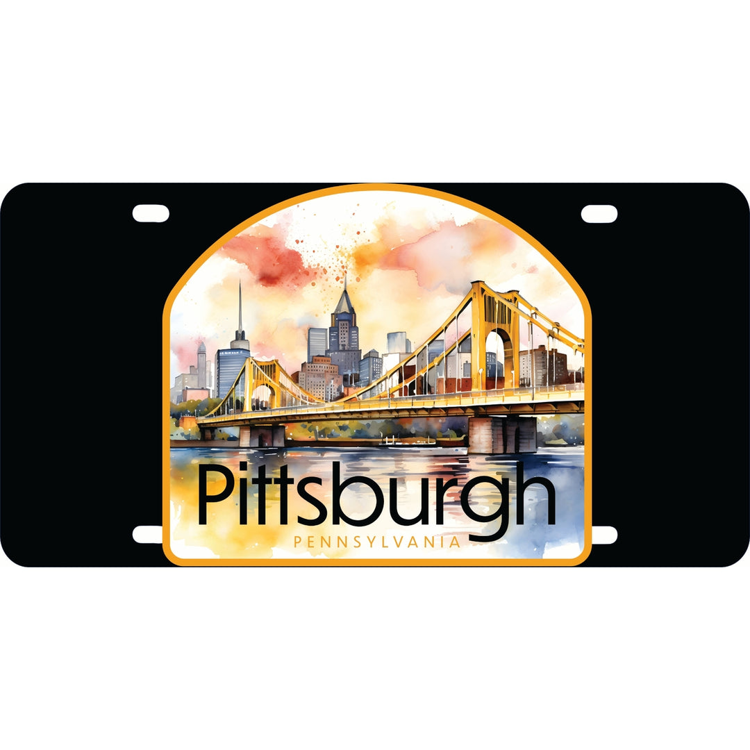 Pittsburgh Pennsylvania Yellow Bridge Design Souvenir Mini Metal License Plate 4.75 x 2.25 inch Image 1