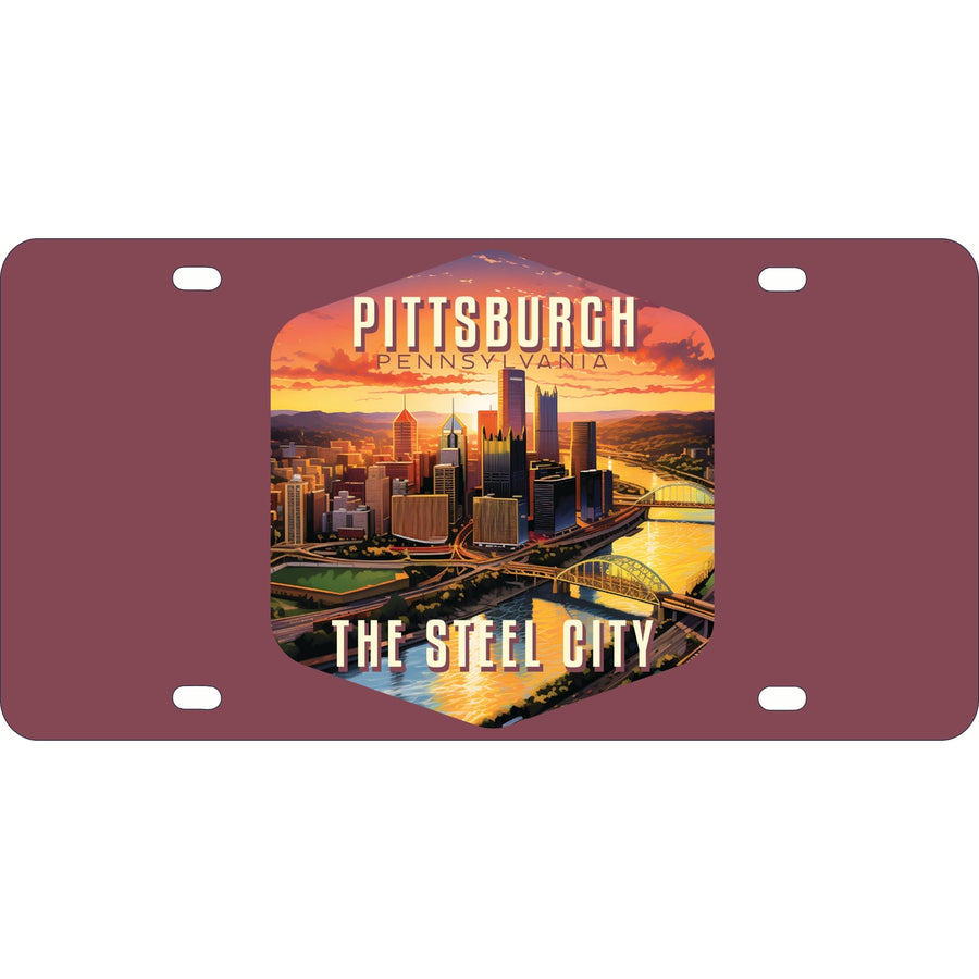 Pittsburgh Pennsylvania The Steel City Design Souvenir Mini Metal License Plate 4.75 x 2.25 inch Image 1