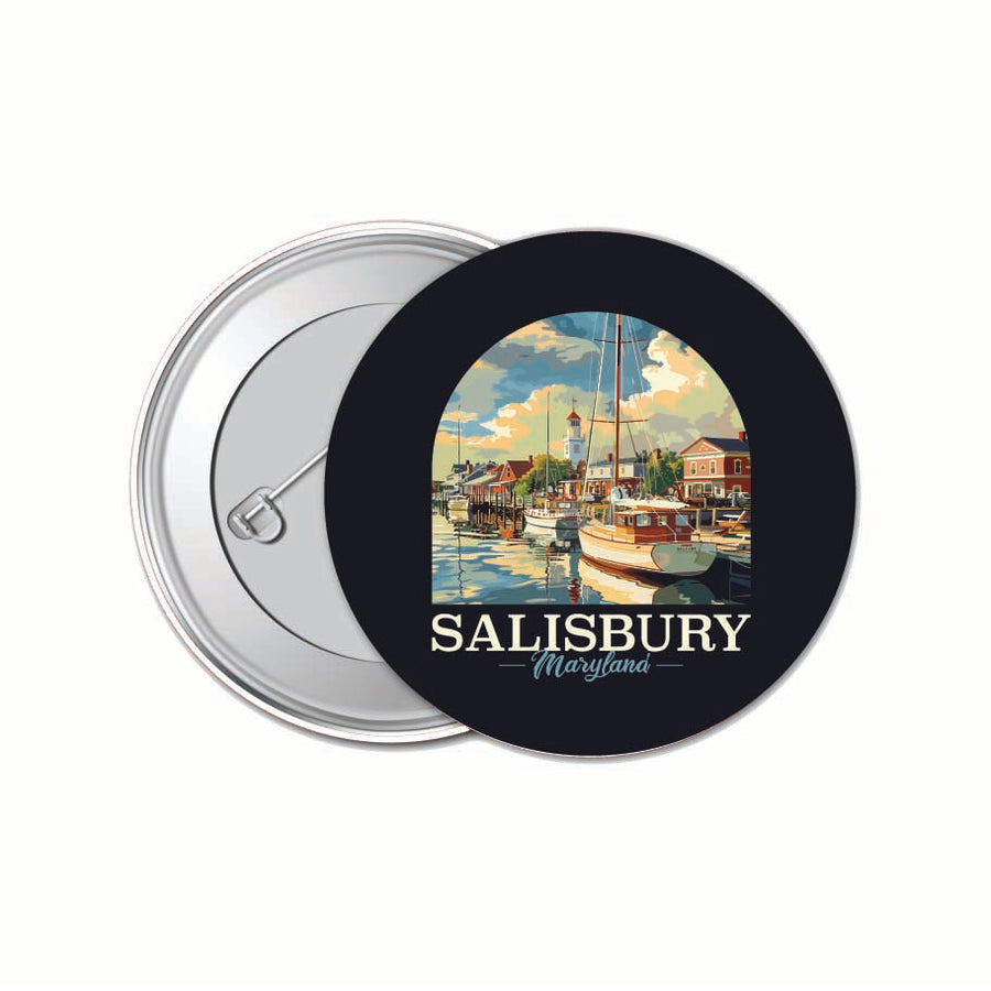 Salisbury Maryland Port of Salisbury Marina Design Souvenir Small 1-Inch Button Pin 4 Pack Image 1