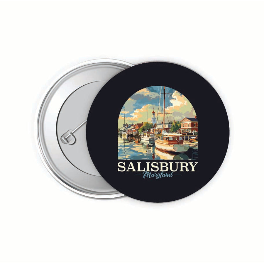 Salisbury Maryland Port of Salisbury Marina Design Souvenir Small 2-Inch Button Pin 4 Pack Image 1