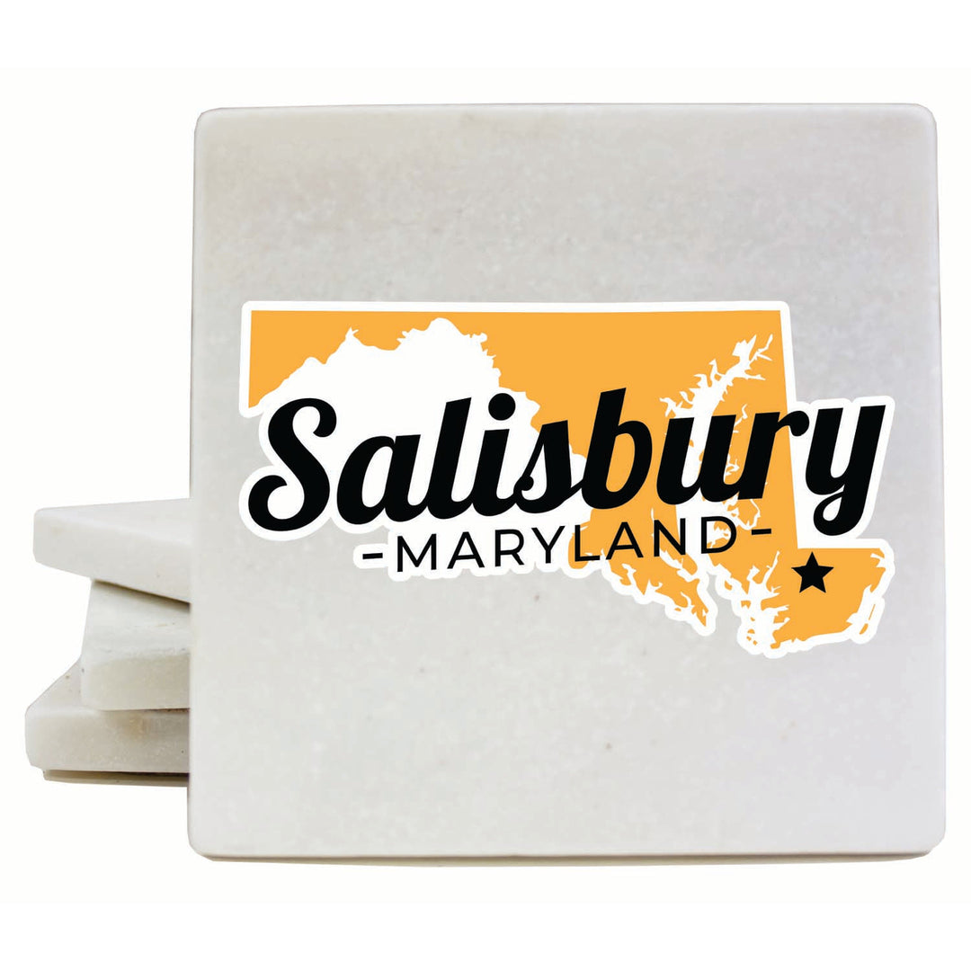 Salisbury Maryland State Shape Design Souvenir 4x4-Inch Coaster Marble 4 Pack Image 1