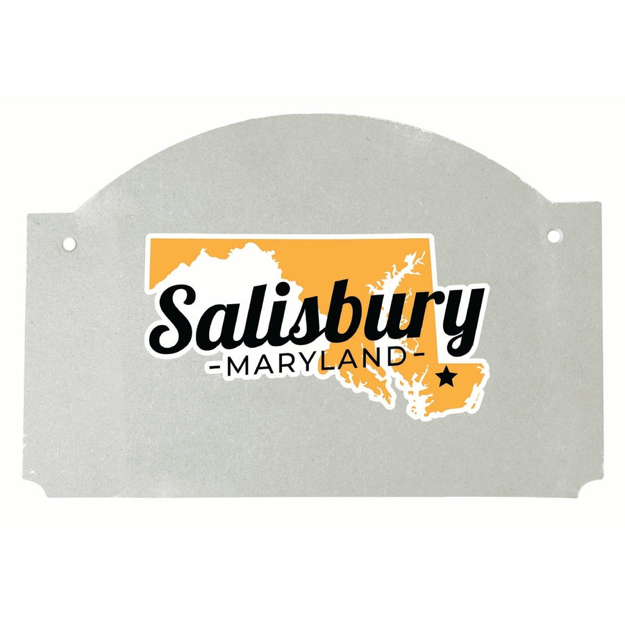 Salisbury Maryland State Shape Design Souvenir Wood sign flat with string Image 1