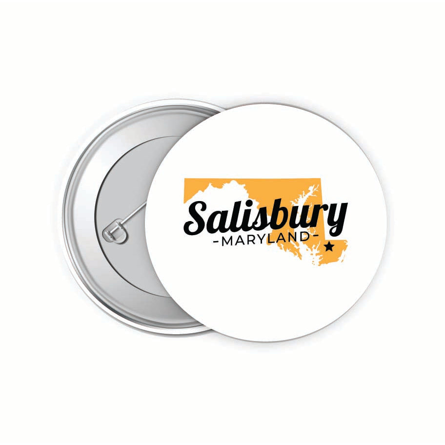 Salisbury Maryland State Shape Design Souvenir Small 2-Inch Button Pin 4 Pack Image 1