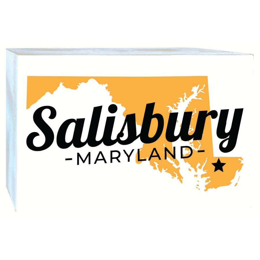 Salisbury Maryland State Shape Design Souvenir Wood sign with frame 5x7 Image 1